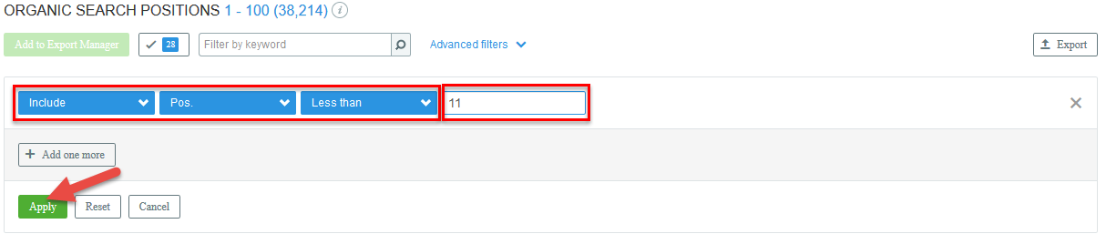 Organic Search Positions Apply