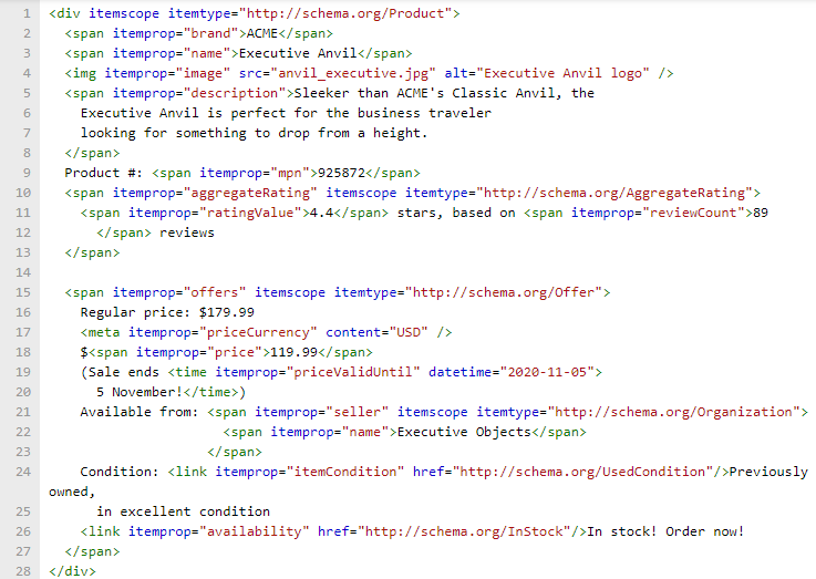 markup for a single product