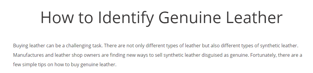 actionable tips on how to identify genuine leather