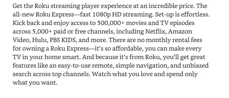 Amazon Page For Roku Streaming Player