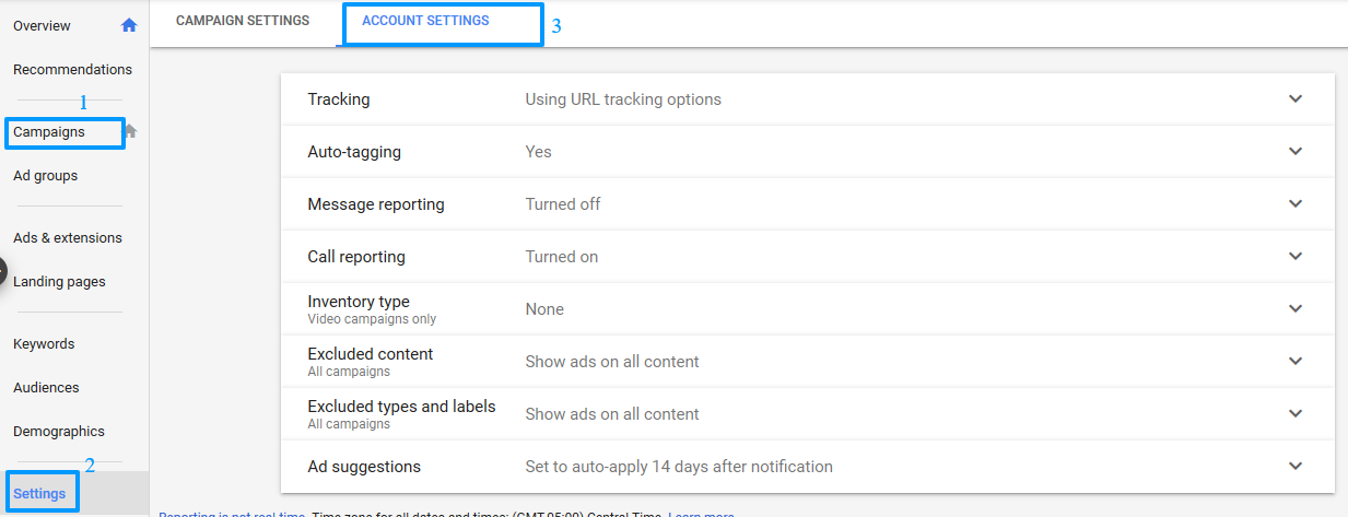 Adwords Account Setting