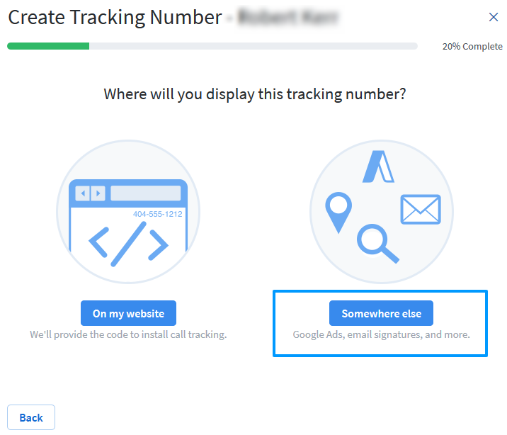 Somewhere else Option - Create Tracking Place