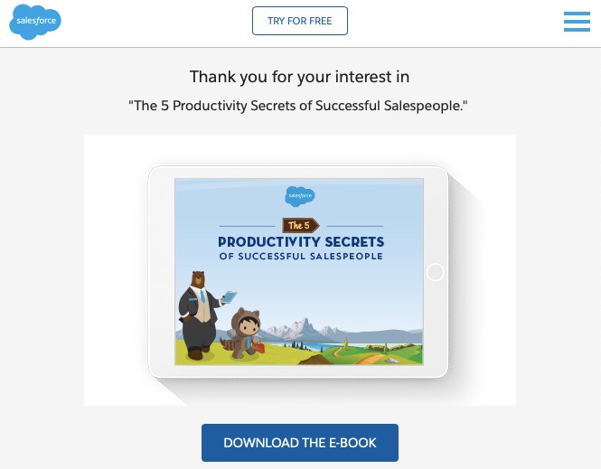 eBook Download Page of Salesforce