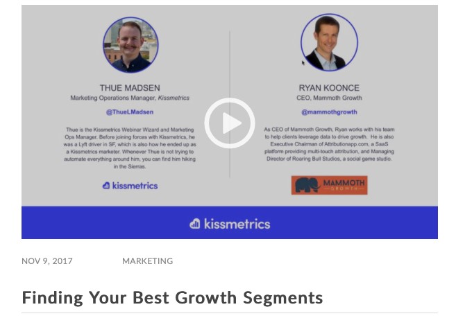 Kissmetrics Webinar Featuring The CEO of Mammoth Growth