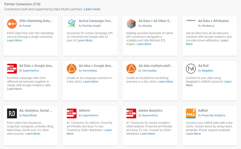 200 Google Data Studio Partner Connectors