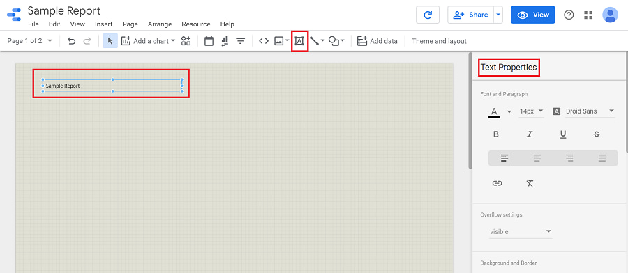 Adding Report Title and Text Box