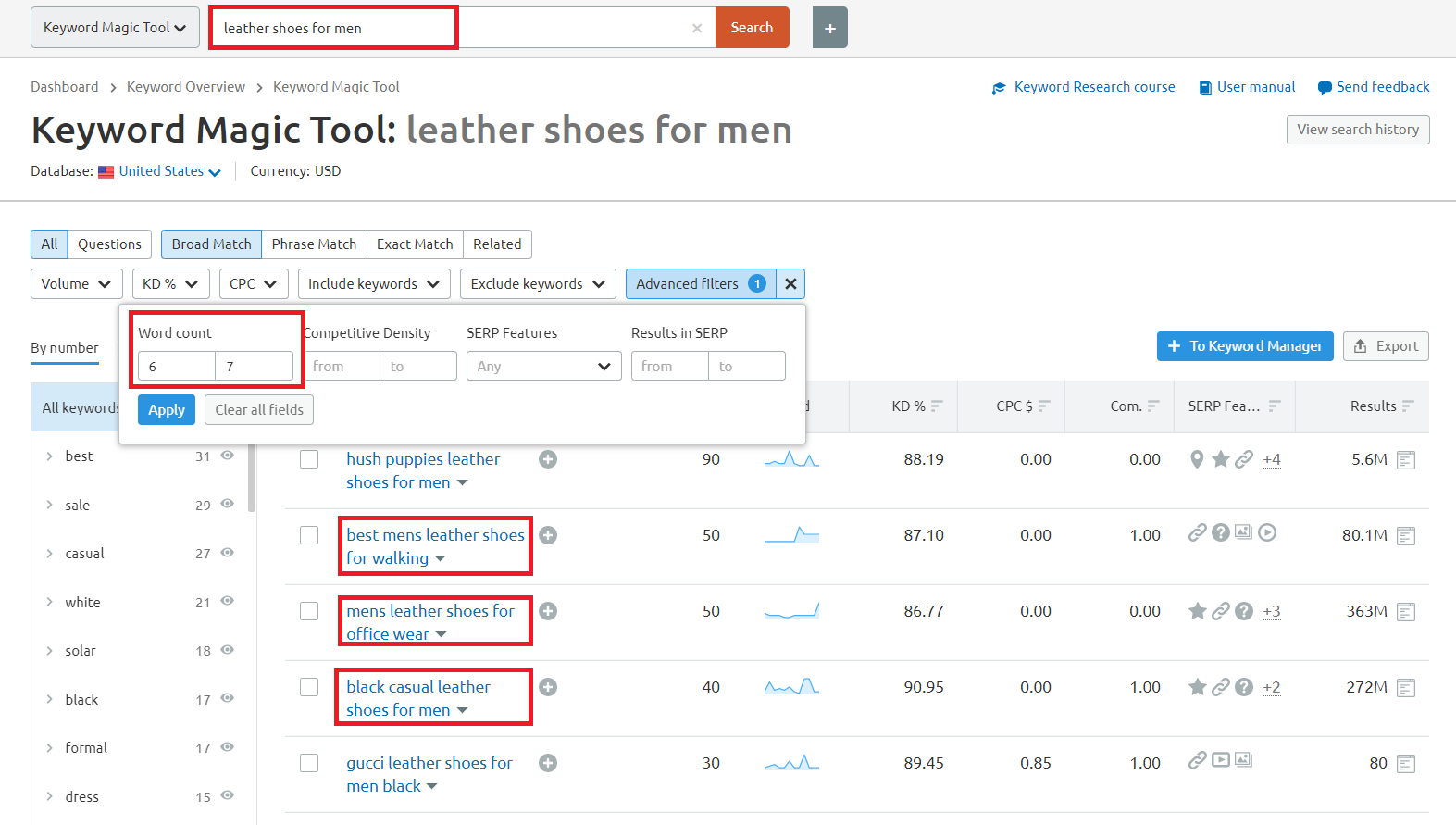 finding longtail keywords for ecommerce website using semrush keyword magic tool