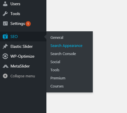 Yoast Plugin - SEO Tab - Search Appearance