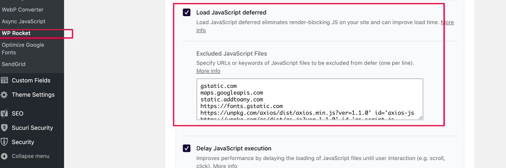 Delay JavaScript Loading and Execution Setting
