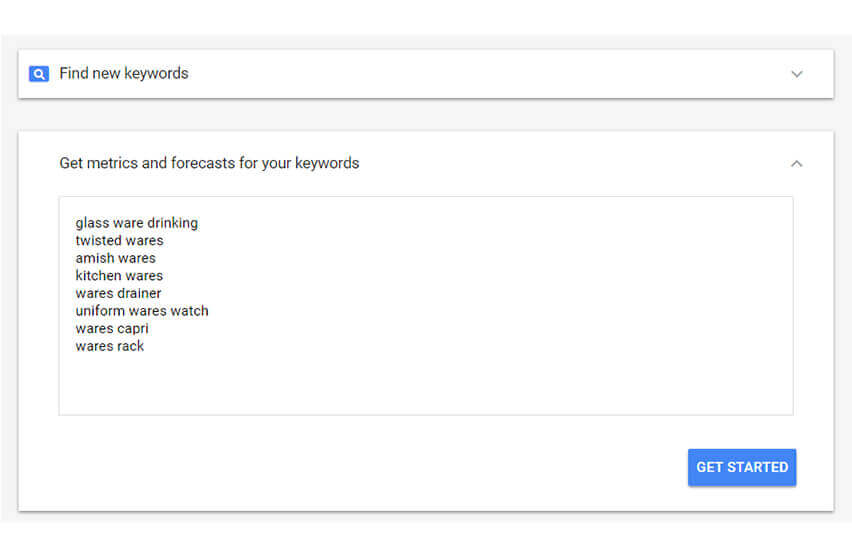 copy the keywords to google keyword planner