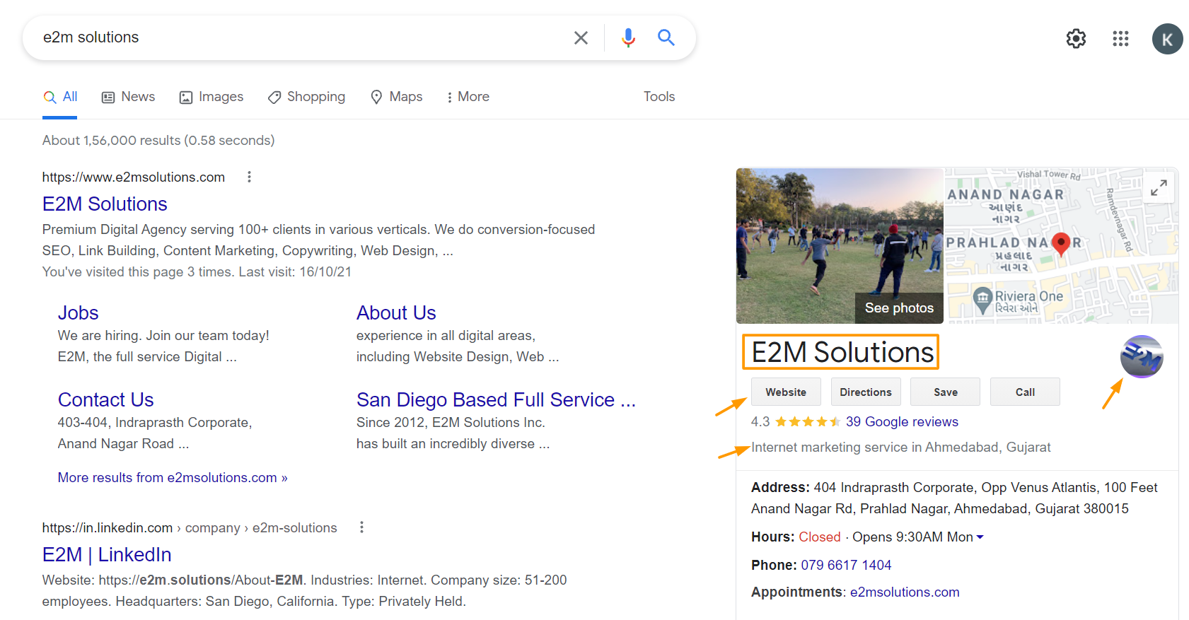 Example of GMB Profile