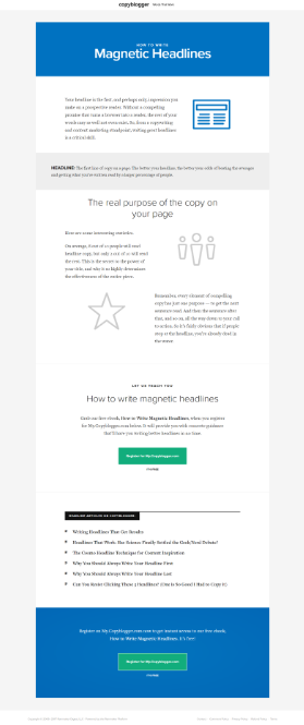 The Landing Page - content on their list-building page