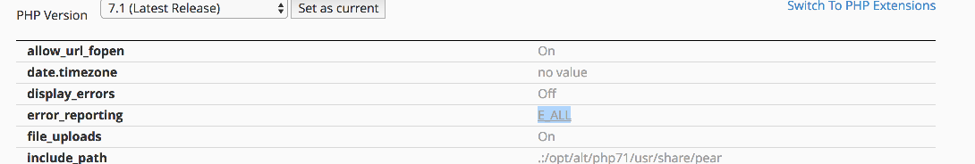 PHP Selector - E_ALL Option