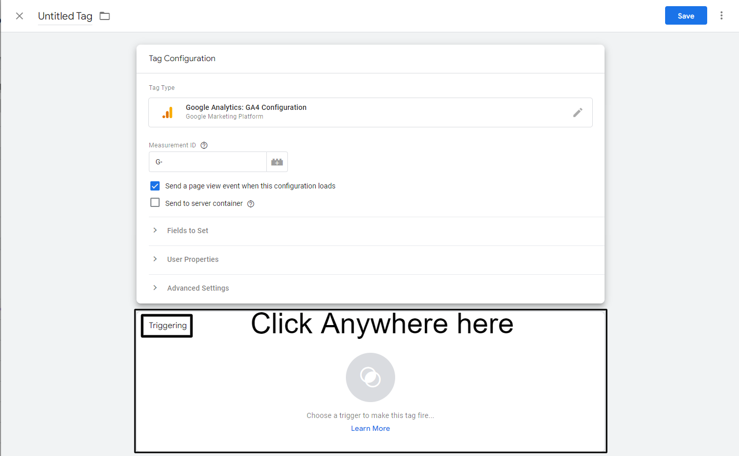 Trigger Configuration - Click Anywhere