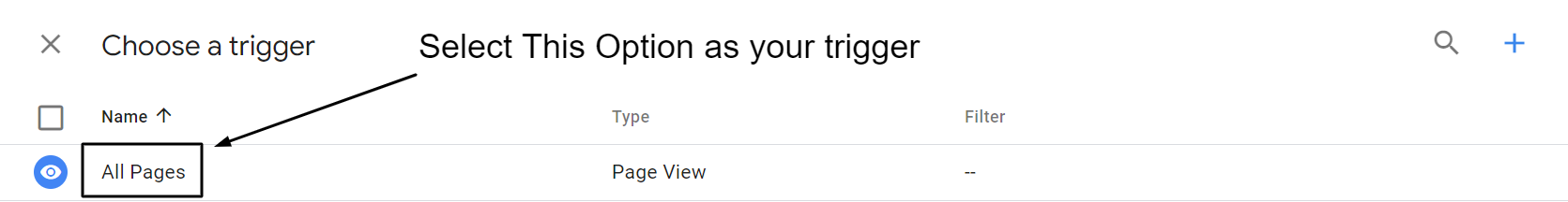 Select All Pages as a Trigger Type