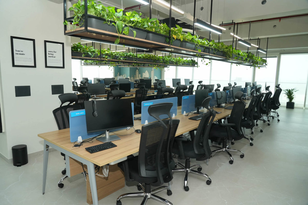 Open Floor Workstation Desks with multiple Sections set up