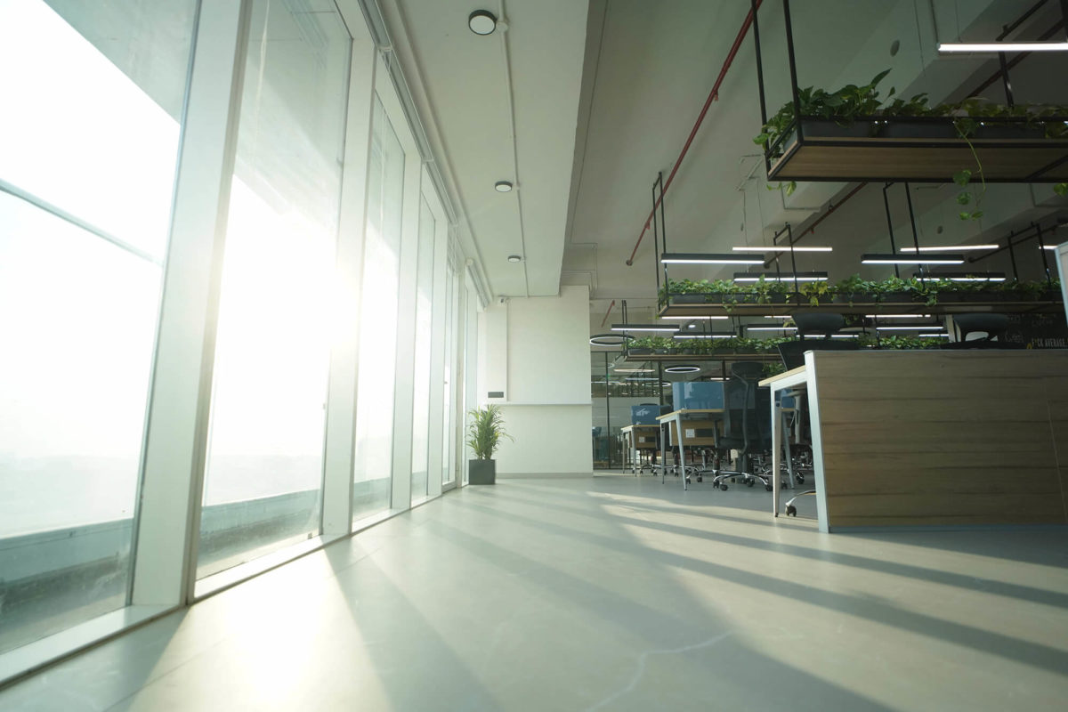 Bottom Window View of Workstation Desks