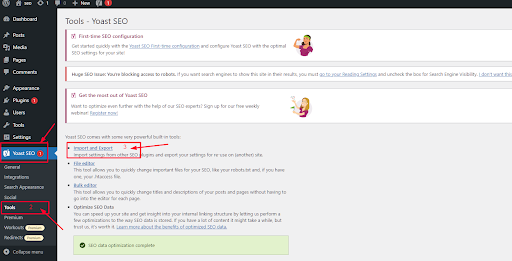 Import and Export - Other SEO Plugin