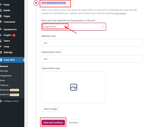 Site Representation Settings