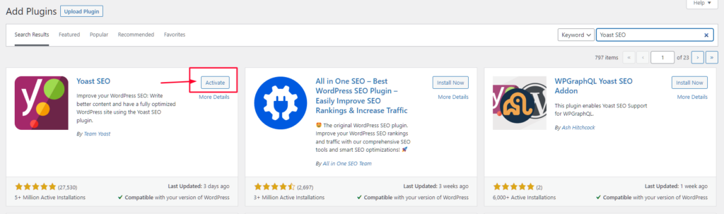 Activate Yoast SEO Plugin