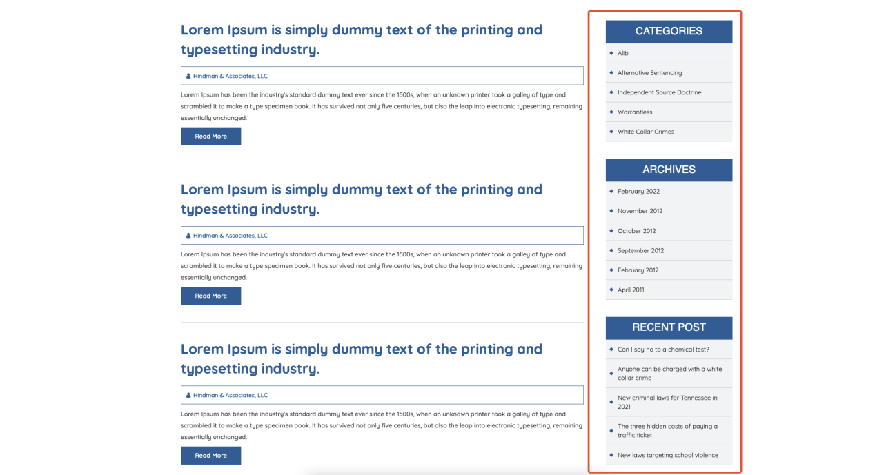Blog Section for Law Firm Website