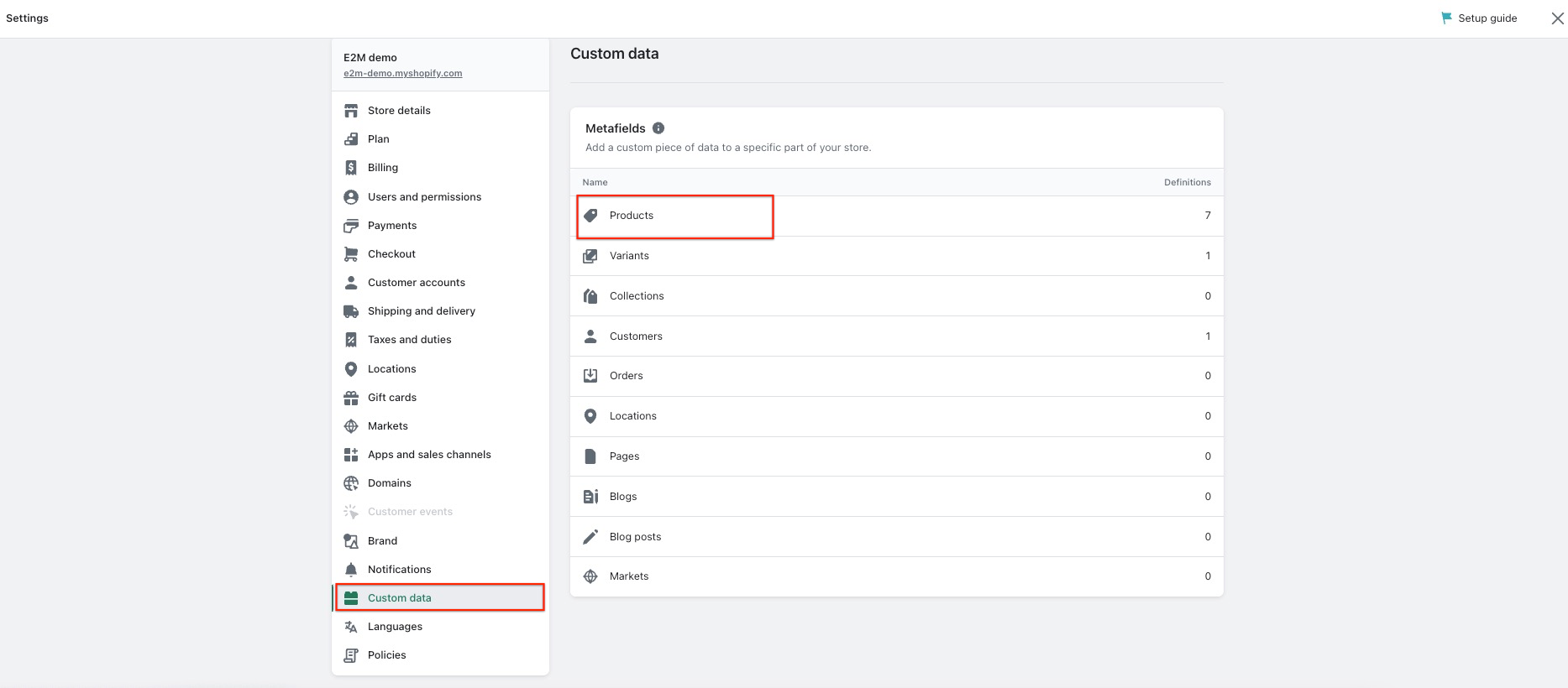 creating a metafield for the product