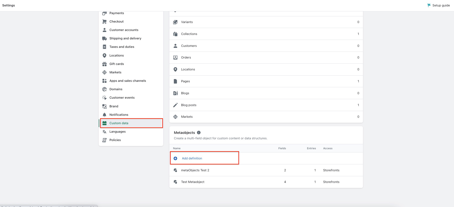 setting up meta objects 